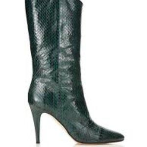 NEVER WORN Tamara Mellon Green Snakeskin Booties